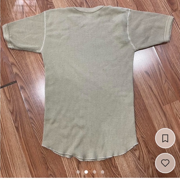 Vintage waffle print army t shirt - tan - Picture 2 of 4
